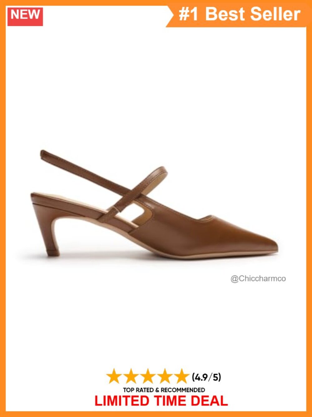 Pointed Toe Kitten Heels Slingback 2.5'' Low Heel Pumps for Women